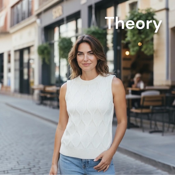 Theory Women's White Sleeveless Knit Top - Picture 1 of 4